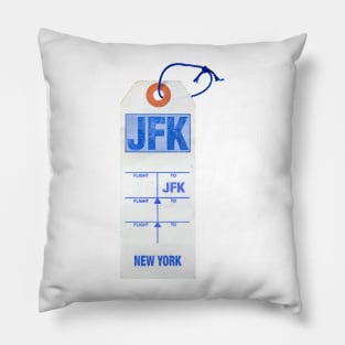 Retro New York Airport Luggage Tag Pillow