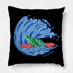 Turtles Vibes Beach Waves Animal Surfing Reptiles Pillow