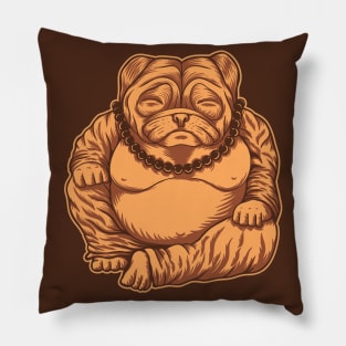 Golden Budai Pug // Funny Fat Pug Buddha Pillow