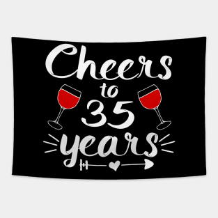 Cheers to 35 years Anniversary Gifts For Couple, Women and Men Tapestry