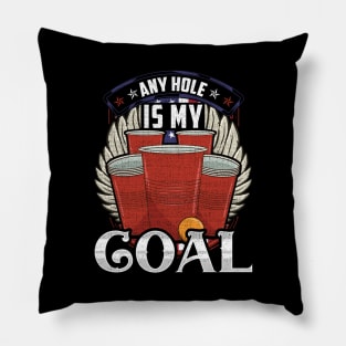 Any Hole Is My Goal Beer Pong Patriotic USA Pillow