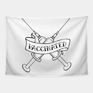 Vaccinated Syringe Simple Line Drawing Design Tapestry