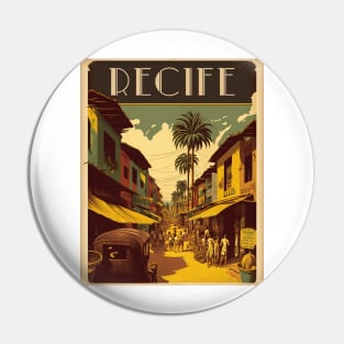 Recife Brazil Vintage Travel Art Poster Pin