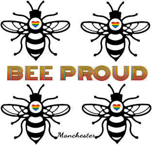 BEE PROUD. Celebrate Manchester Pride with this bee design with rainbow hearts Magnet