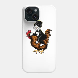 Tuxedo Cat on a Chicken Funny Phone Case