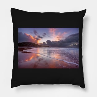 Caswell Bay Sunrise on Gower, Wales Pillow