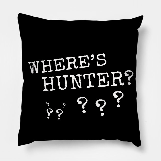 Funny Where's Hunter Pillow by Dibble Dabble Designs