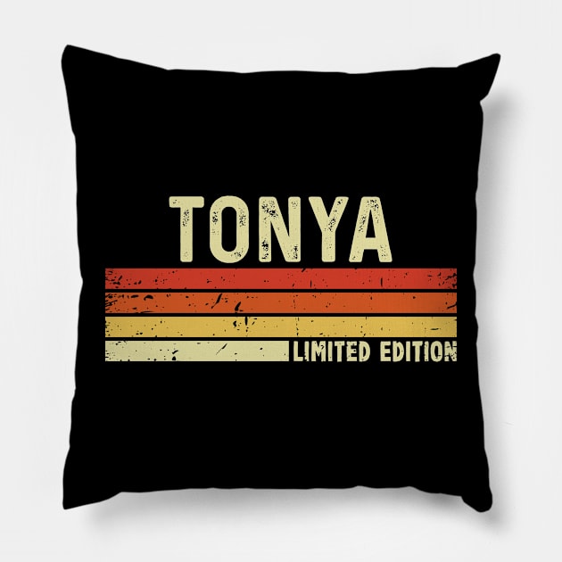 Tonya Name Vintage Retro Limited Edition Gift Pillow by CoolDesignsDz