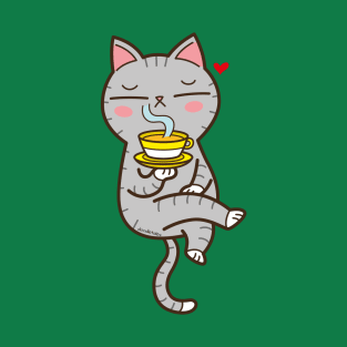 Coffee loving cat T-Shirt