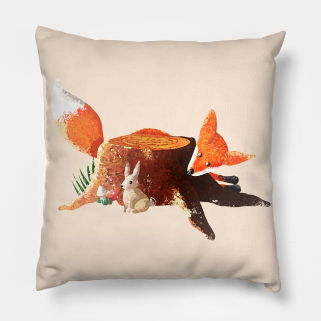 Toby the Fox and the Rabbit Pillow by VoidDesigns