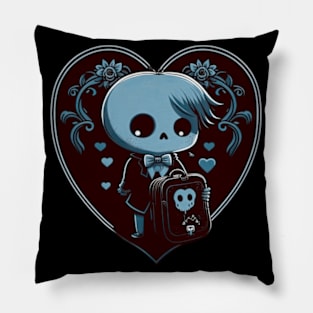 Ghost boy student Valentines day gothic style Pillow