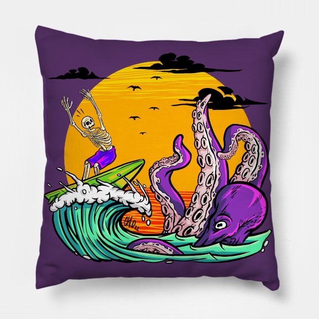 Panic at the Sea! Pillow by SkloIlustrator