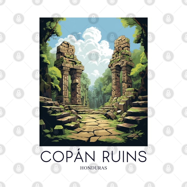 A Pop Art Travel Print of the Copán Ruins - Honduras by Studio Red Koala