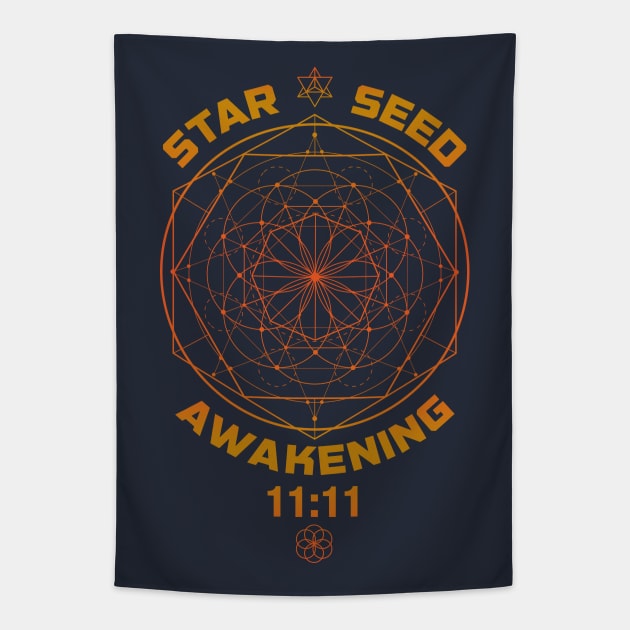 Starseed Awakening 11:11 Sacred Geometry Tapestry by LadyMoldavite