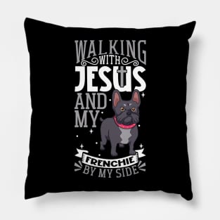 Jesus and dog - French Bulldog Pillow