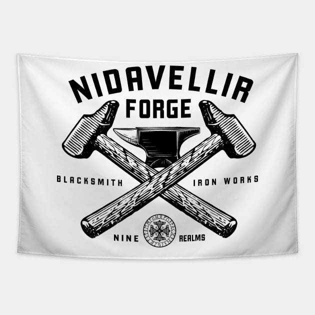 Nidavellir Forge Tapestry by MindsparkCreative