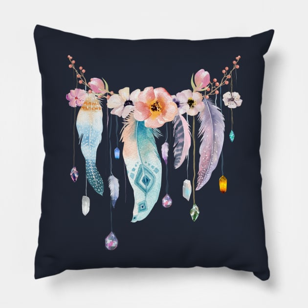 Atherstone Feather Spirit Gazer Pillow by LittleBunnySunshine