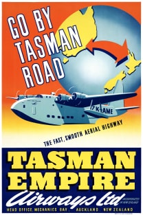 Vintage Travel Poster New Zealand Tasman Empire Airways Ltd. Magnet