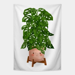 Cute monstera ilustration Tapestry