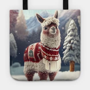 Cute Christmas Llama Tote