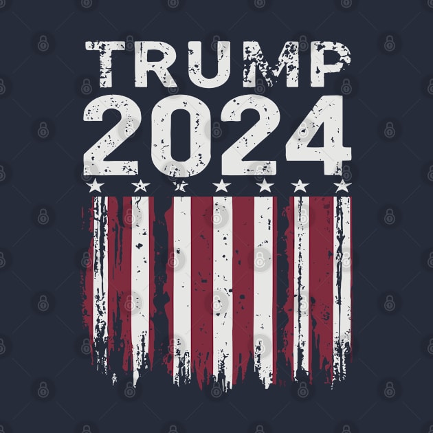 Trump 2024 America USA Grunge Flag by Macphisto Shirts