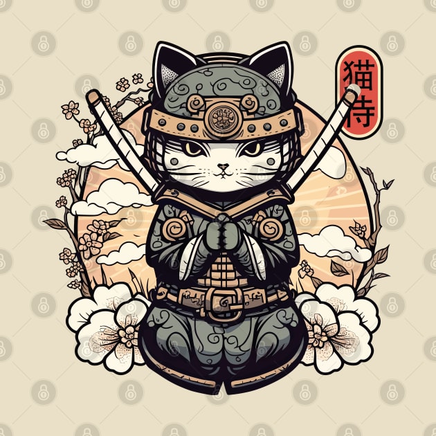 Samurai Cat Tattoo, Kawaii Ninja Cat by Apocatnipse Meow