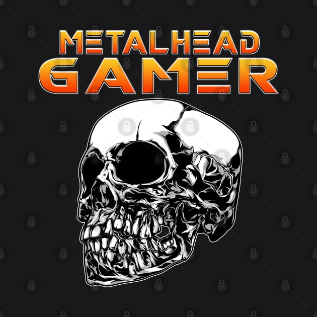 Metalhead Gamer Quarter Skull Orange by Shawnsonart