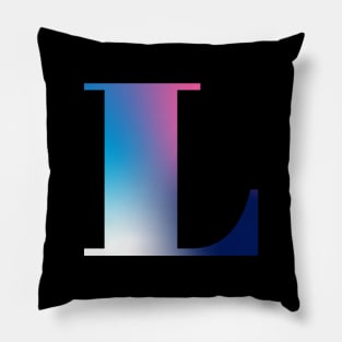 Capital Letter L Monogram Gradient Pink Blue White Pillow