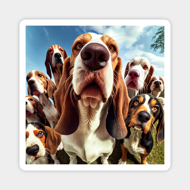 Dog Basset Hound Wild Nature Funny Happy Humor Photo Selfie Magnet by Cubebox