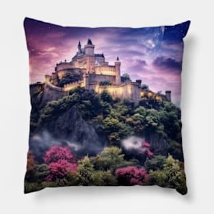 Fortress Castle Otherworldly Dimension Fantastic Landscape Surrealist Pillow