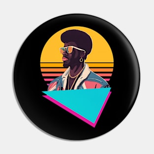 80 s black man retro sunset style Pin
