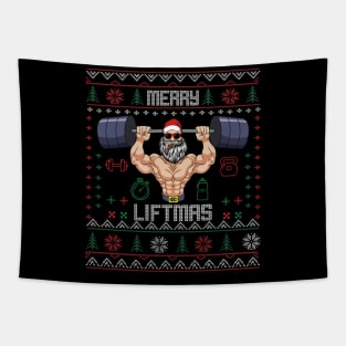 Fitness Christmas cool Santa lifting Tapestry