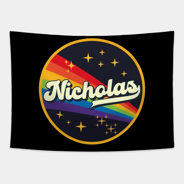 Nicholas // Rainbow In Space Vintage Style Tapestry by LMW Art