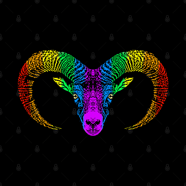 Rainbow Bighorn Sheep by childofthecorn