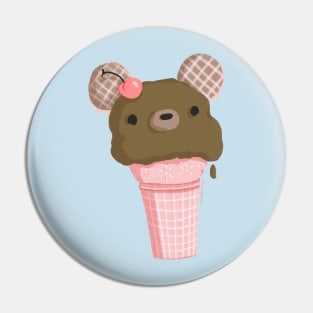 Chocolate Bear Ice Cream Cone Pin