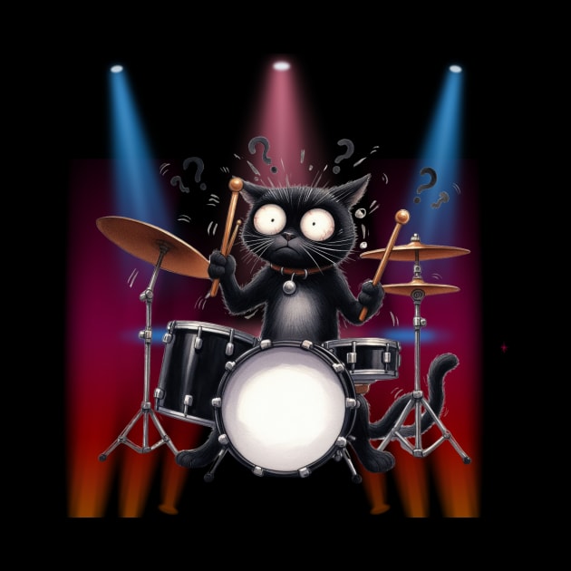 Funny Cat Percussion Drummer Drumming Drums by Positive Designer