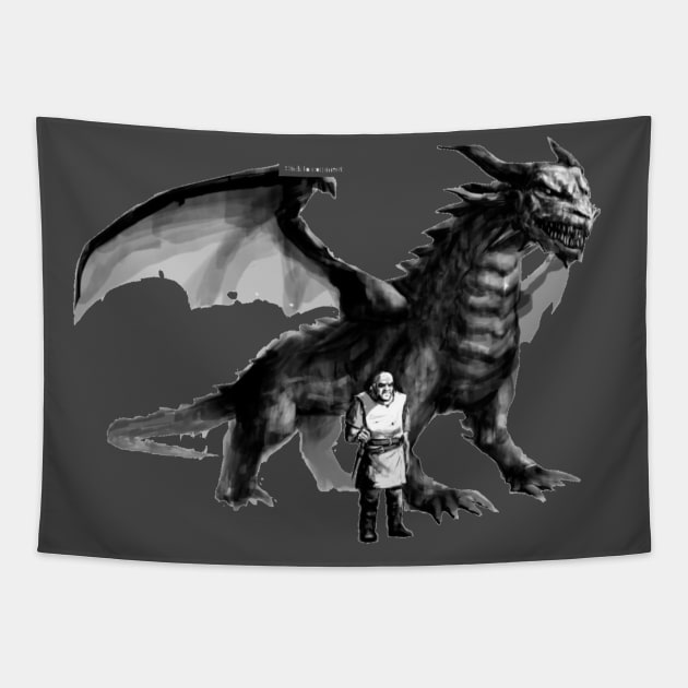 Silas, Dragon Master and his mighty Red Dragon, Hestia - from the Christian Speculative Fantasy Novels - The Dragon Slayer Chronicles Tapestry by MorningMindset