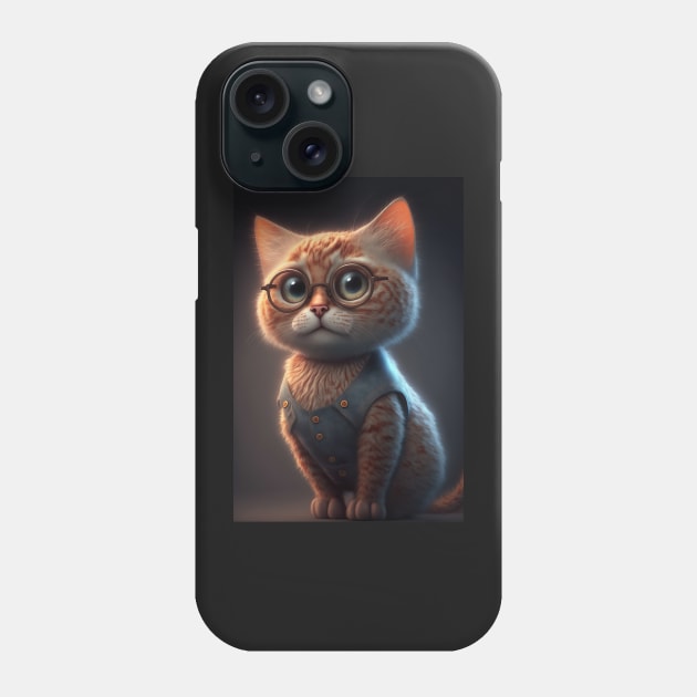 cute cat wearing glasses Phone Case by KoolArtDistrict