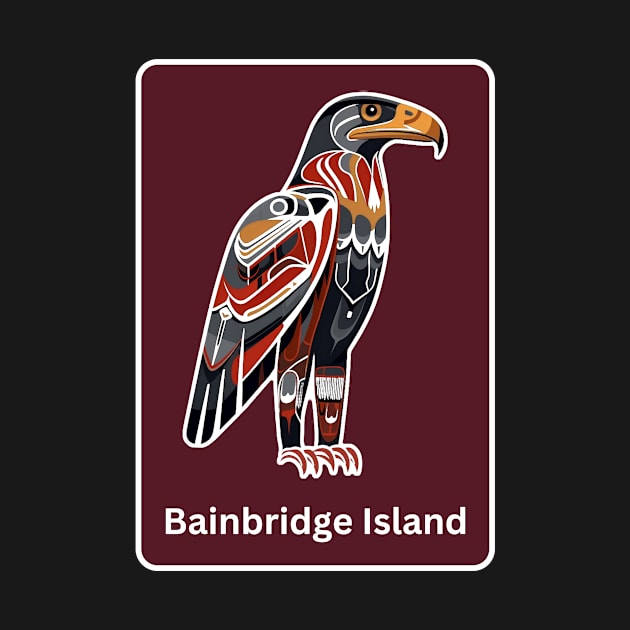 Bainbridge Island Native American Indian American Red Background Eagle Hawk Haida by twizzler3b