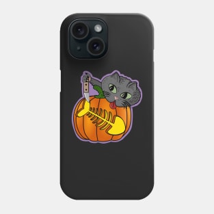 Funny Black Cat Pumpkin Carving Party Halloween Phone Case