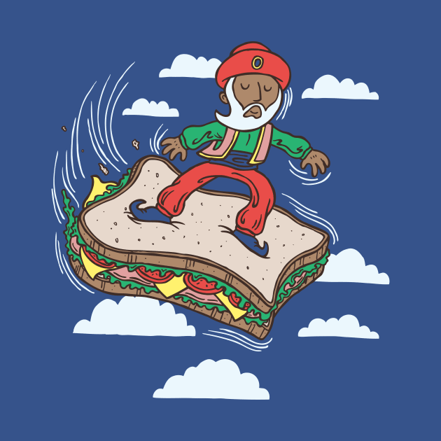 Sinbad Surfs the Seven Skies, on a Sandwich. I Don't know Why by WanderingBert