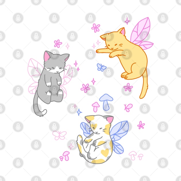 fairy kitties (pink/white/blue) by casserolestan