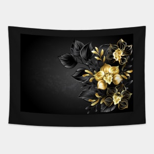 Black Background with Black Orchid Tapestry