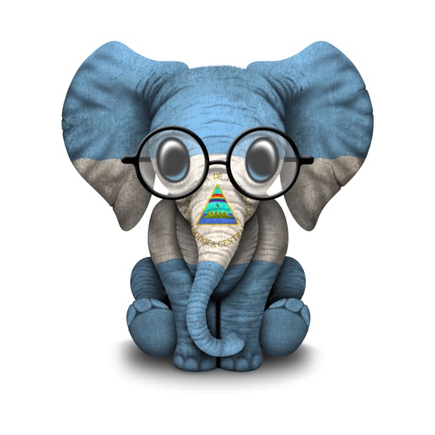 Baby Elephant with Glasses and Nicaraguan Flag by jeffbartels