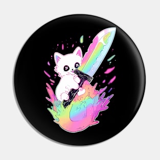 Trippy Cat Psychedelic Rave Cute EDM Festival Pin