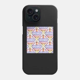 3d Geometric Pattern, Square Motifs Phone Case