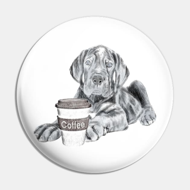 Great Dane With Coffee Cup Pin by NikkiBear67