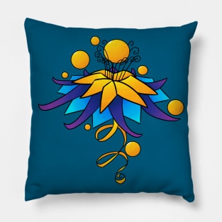 Exotic Flower with Gold, Purple and Blue Petals Pillow