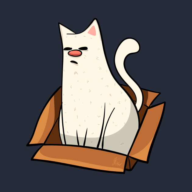 White Cat In A Box Design by KPrimeArt