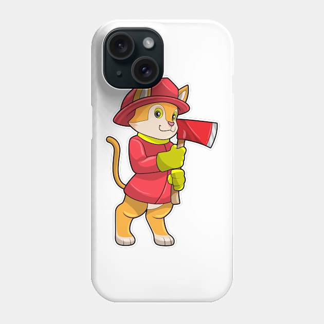 Cat as Firefighter with Ax Phone Case by Markus Schnabel